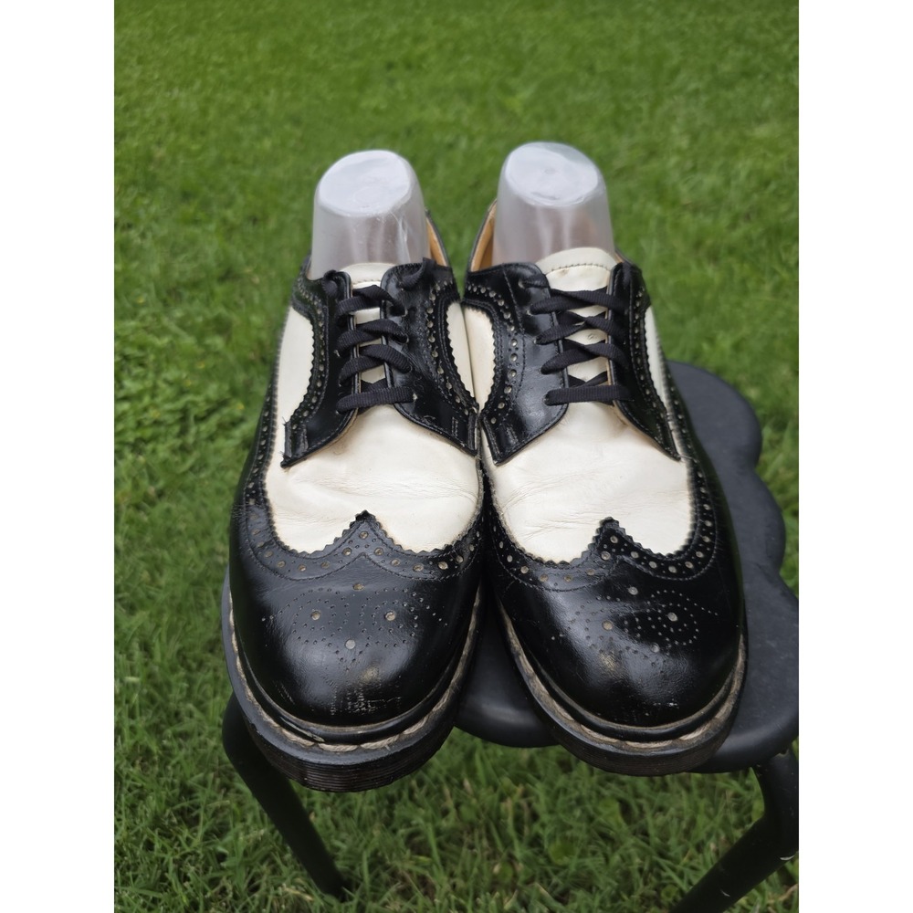 Dr. Martens 3989 Vintage Made in England Black White Wingtip Brogue Shoes - Picture 3 of 11